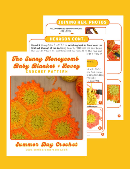 Sunny Honeycomb Baby Blanket + Lovey - Crochet Pattern